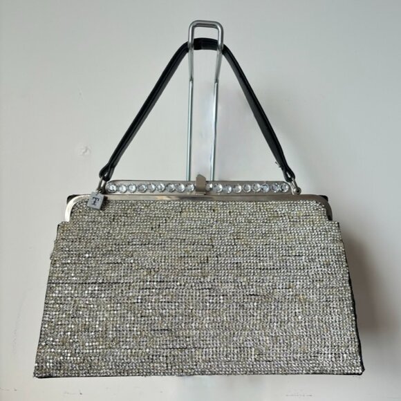 Handsome, Handmade, Recycled/Upcycled Embellished Vintage Purse with Loads of Rh - Picture 3 of 5